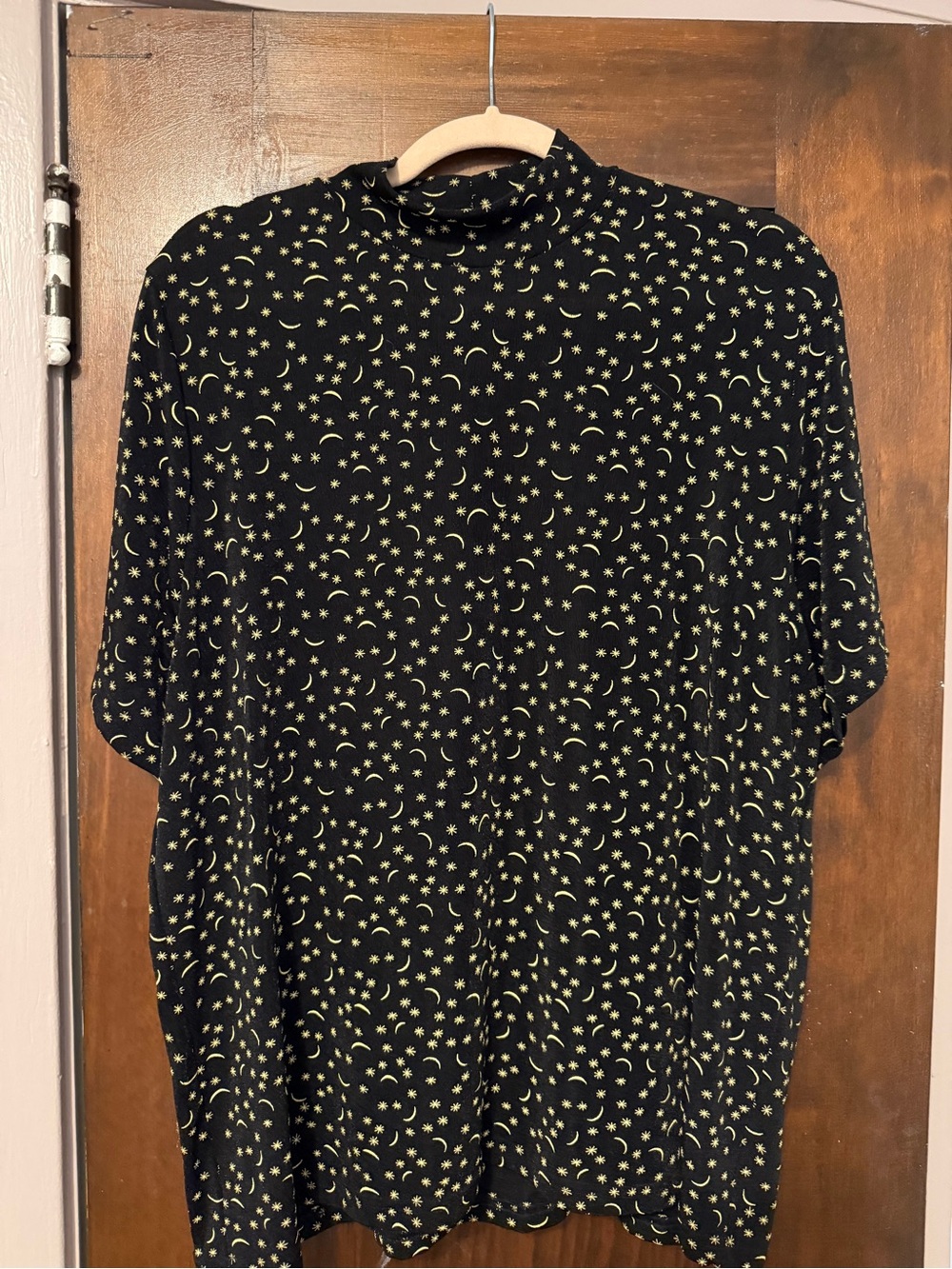 Vintage 90s 2000s Whimsigoth Celestial Moon and Stars Mock Turtle Neck Top